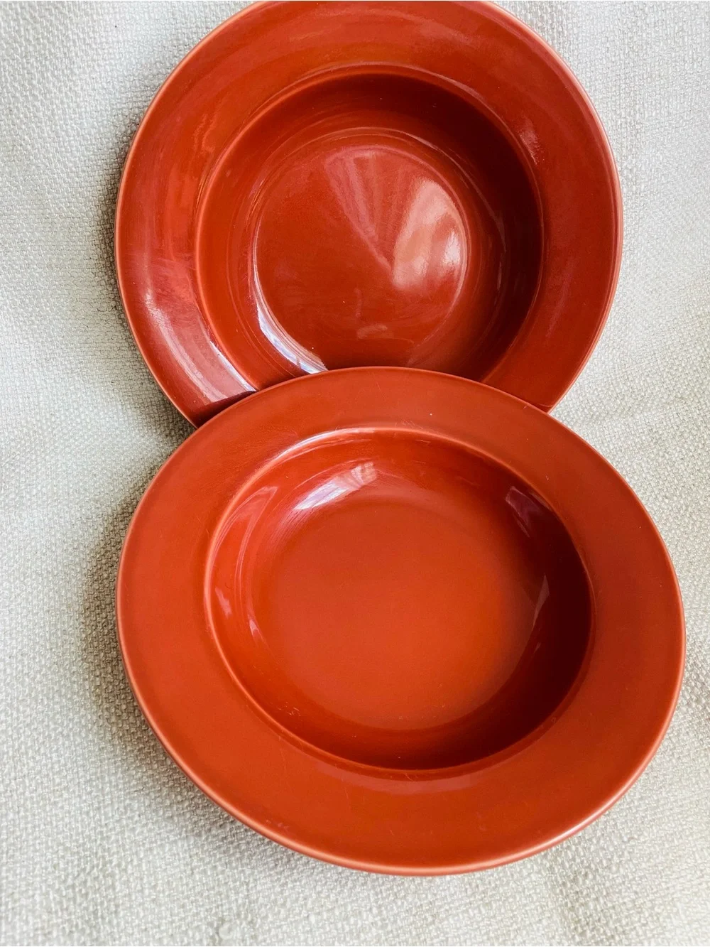 Williams Sonoma Terracotta Red Ceramic Soup Salad Dinner Plates Set of 2